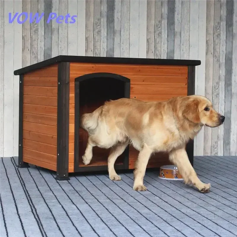 Solid Wooden Dog House Waterproof Outdoor Kennel Cage Large Breed Dogs Dog House Samoyeds Kennel Package Mail Sent Door Curtain