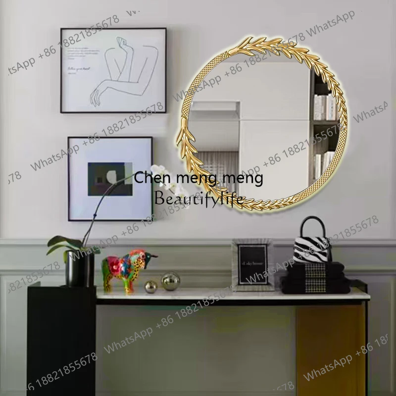 Light Luxury Style Creative Round Decorative Mirror LED Smart Bathroom Mirror Wall Hanging