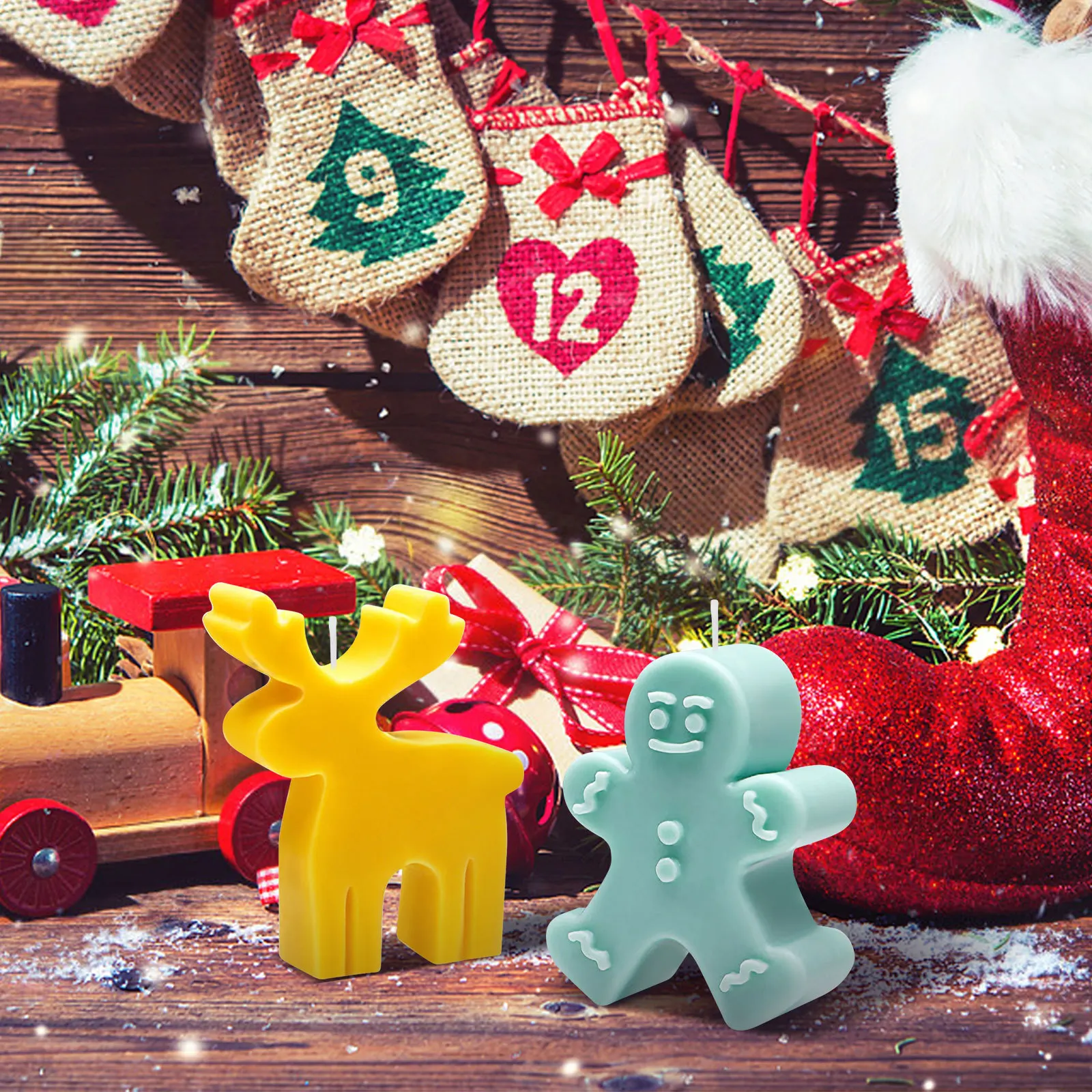 

3pcs Silicone Christmas Mold Diy Scented Making Molds For Soap Craft Flexible Xmas Decorative Mold