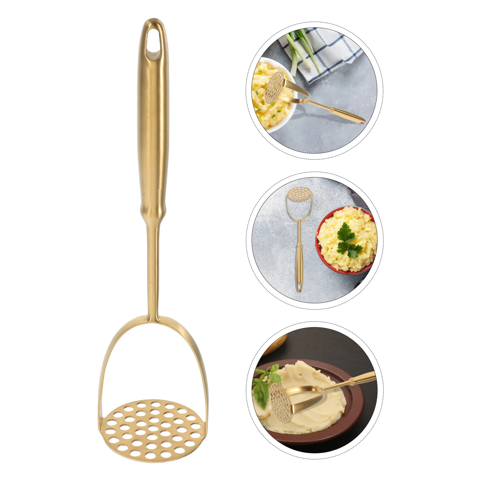 

Heavy Duty Potato Masher Stainless Steel Ergonomic Handle Handheld Crusher for Potatoes Sweet Smooth Puree Baby Food Maker