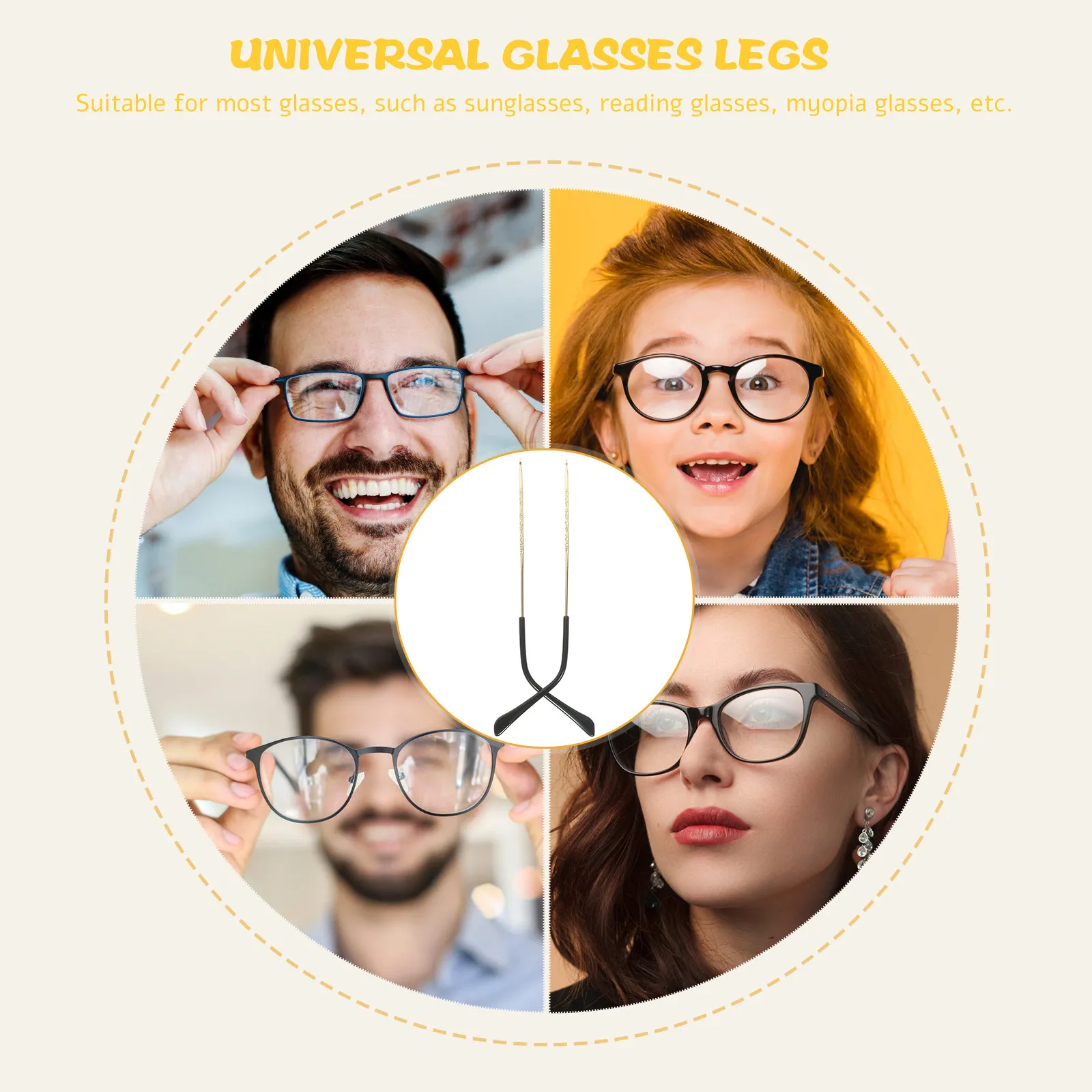 

1Pair Glasses Arm Replacement Metal Eyeglasses Repair Temples Universal Fit Comfortable for Myopia Reading Glasses