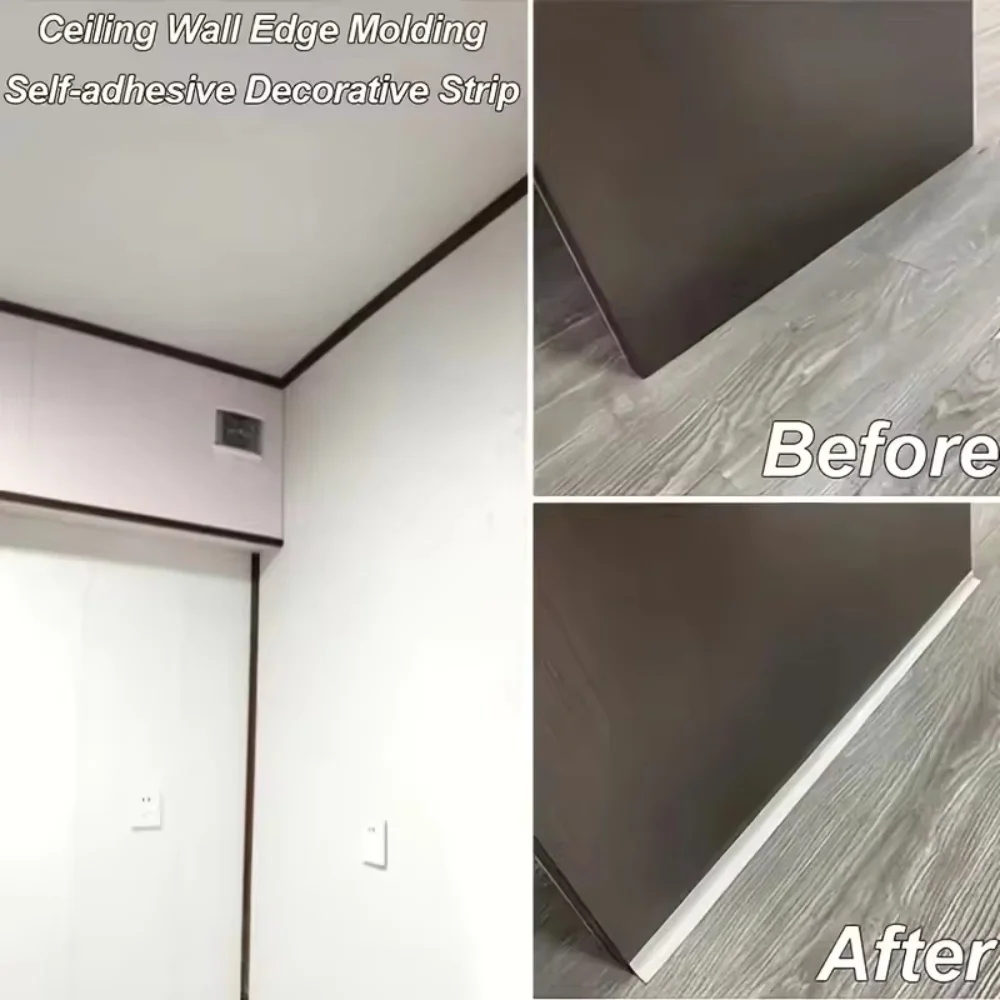 1 قطعة 1 متر/39.37in شريط زاوية الأرضية ذاتية اللصق جدار الزاوية صب Linetriangular حافة الشريط التفاف خط السد ديكور #5