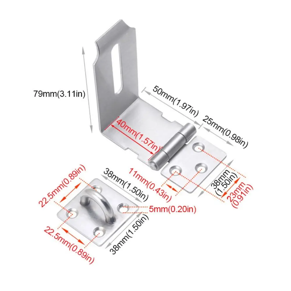 Mudah Dipasang 90 °   Gembok Pengaman Anti Maling Kokoh Pelat Kunci Gesper Baja Tahan Karat Pengunci Pengaman Meja
