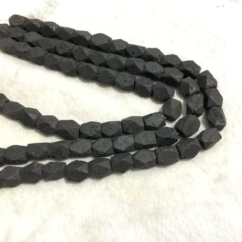 

Wholesale Genuine Black Lava Bead Faceted Nugget Bead,Lava Stone Loose For Jewelry,1 of 15" strand