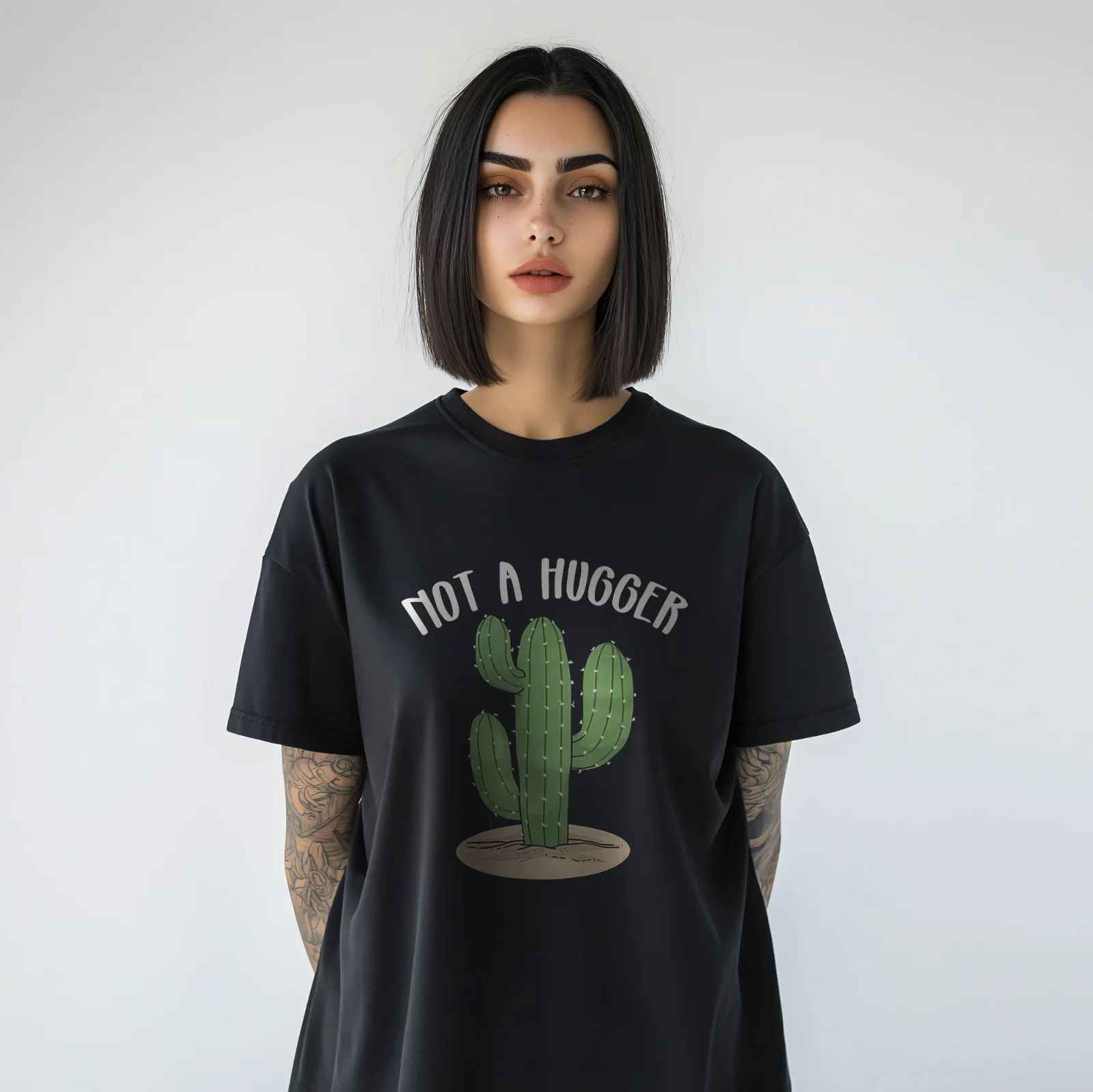 Not A Hugger Cactus T-Shirt Funny Sarcastic Desert Plant Graphic Tee Gift A94