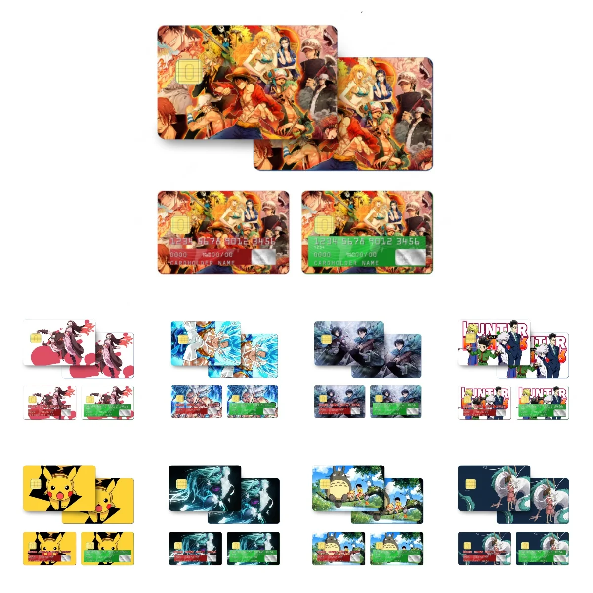 4Pcs/Set Pokemon Various Anime Bank Credit Cards Bus Pass Stickers Cool Decoration Waterproof Stickers Collection Toys Gifts