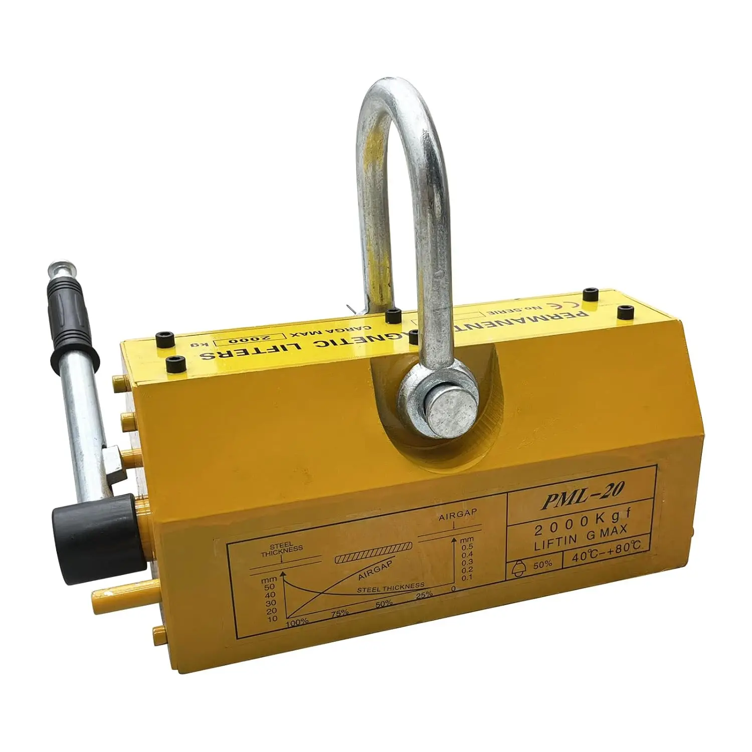 แม่เหล็กยกเหล็ก Teel Magnetic Lifter 4400LB แม่เหล็กยกโลหะ 2000KG แม่เหล็กนีโอไดเมียมสำหรับรอกยกในร้านค้าพร้อมระบบปล่อยแม่เหล็กเหล็ก