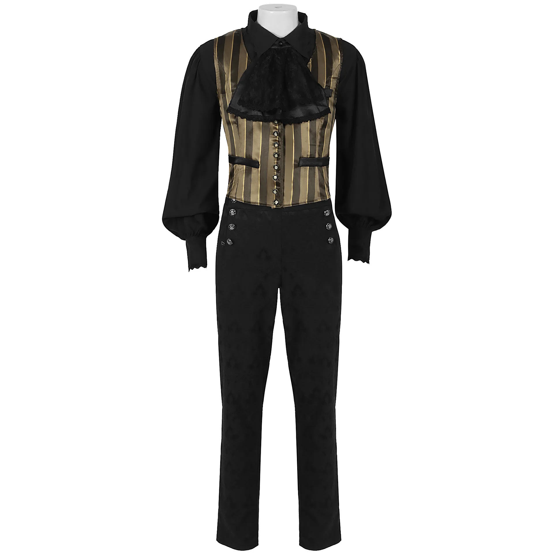 

2025 New Mens Medieval Shirt Vest Pant Halloween Costume Clothing Vampire Renaissance Victorian Steampunk Gothic Shirt