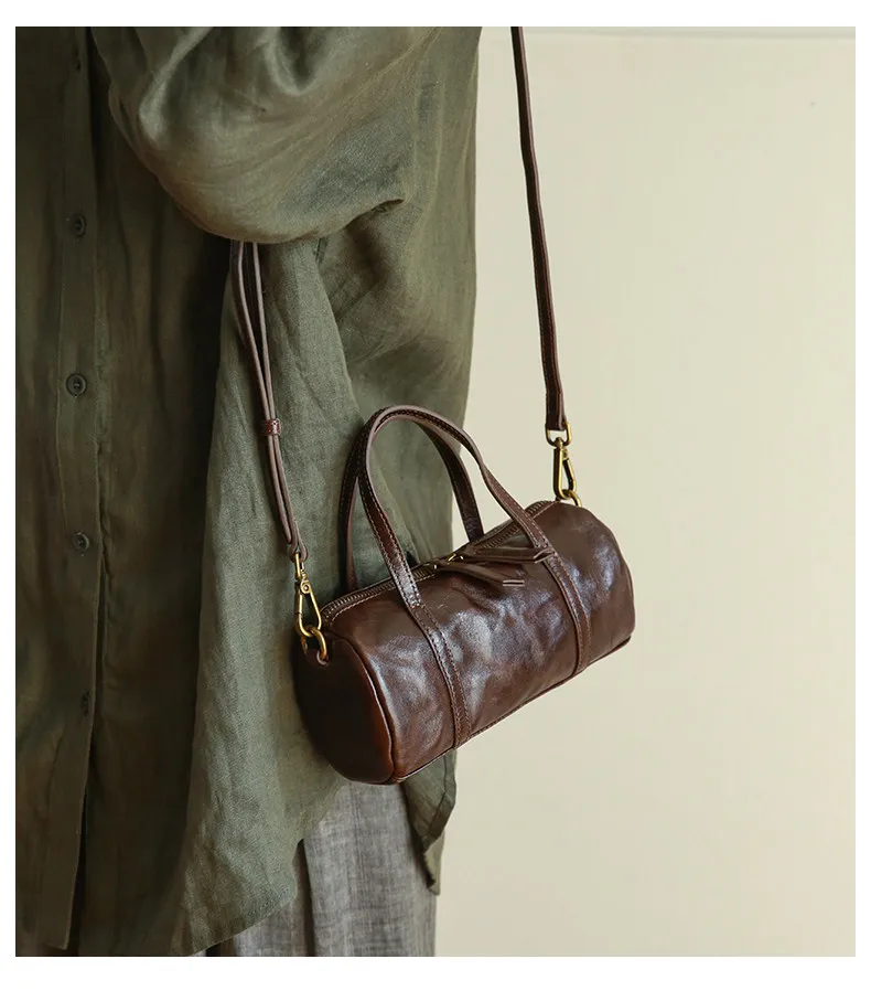PNDME modische, lässige, handgefertigte Damenhandtasche aus erster Schicht Leder, schlichte, Vintage-Optik, echtes Leder, niedliche Mini-Umhängetasche für Damen – Detail 8