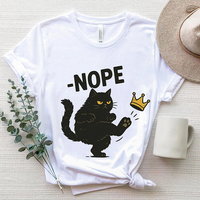 No Kings in America Black Cat T-shirts, Funny Political Meme T-Shirt, Funny Cat Lover Tees, Tie Dye Tshirt, Women's Clothing