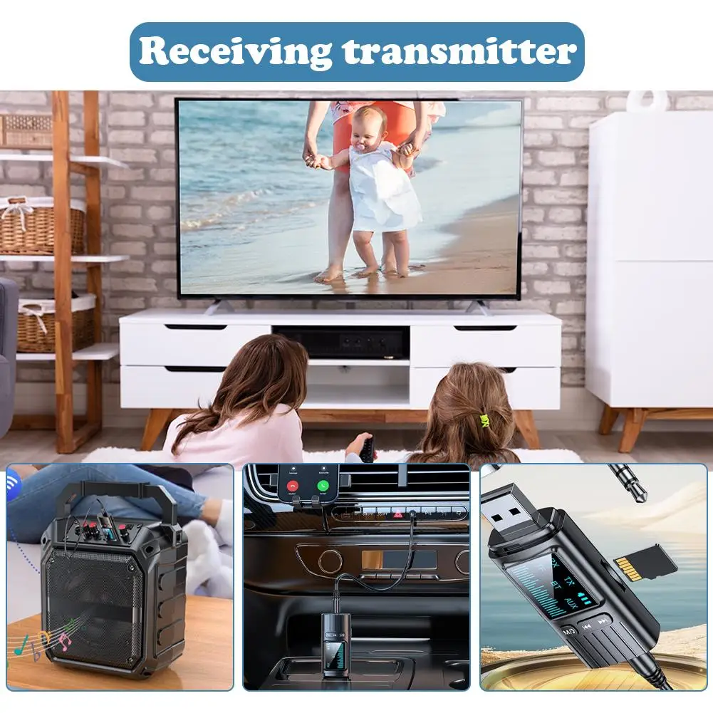 

USB Bluetooth 5.4 Receiver Transmitter Audio Adapter TV Computer Bluetooth With Screen 3.5mm Adapter