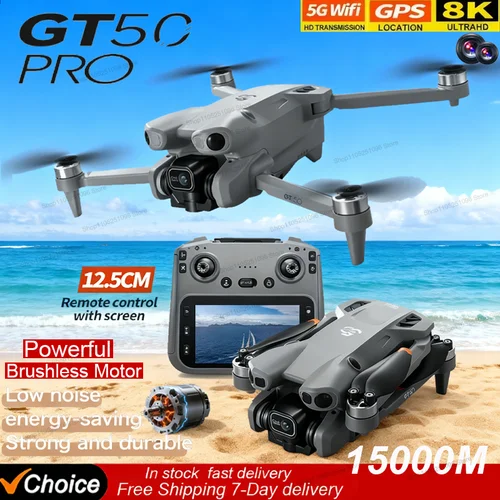 Imagen 1 del producto Nuevo Dron RC Original GT50 PRO 2026 con Cámaras Duales 8K HD, WiFi, GPS, 20 Minutos de Vuelo, Fotografía Aérea, Quadcopter, Juguetes de Control Remoto