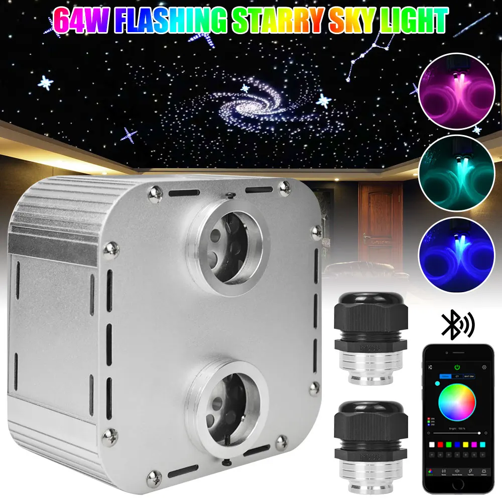 

32W RGB Double Heard Twinkle Fiber Optic Engine Starry Sky Effect Ceiling Lights Kit LED Lights Ambient Light APP control