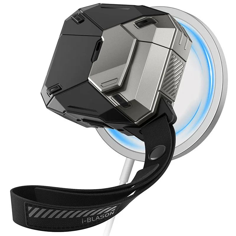 Funda protectora militar For Apple Airpods 4 Case i-blason Matrix, cierre automático magnético, con cordón, 4ª generación