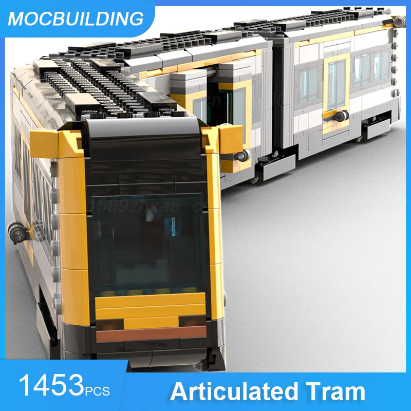 Moc Bausteine Gelenk Straßenbahn mit Akkordeons Stadt gelbe Lackierung Version Zug Modell montieren Ziegel Spielzeug Geschenke 1453pcs