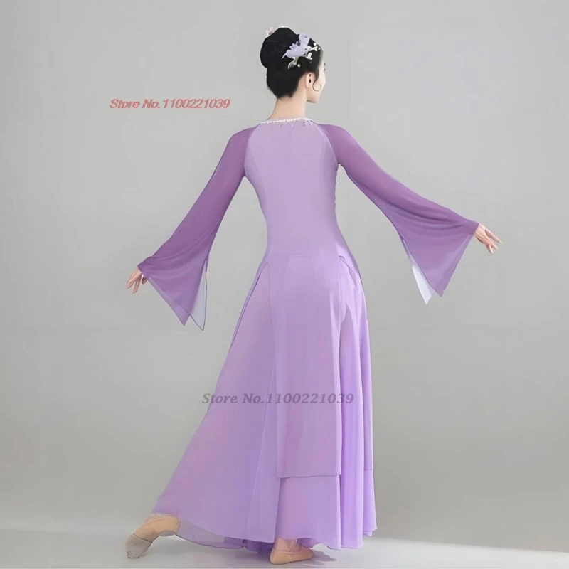 2025, chinesisches Vintage-Tanzkostüm, traditionelles Blumendruck-Mesh-Qipao-Kleid + Rock, Set, Retro-Bühnenaufführung, Tanzkleid, Hanfu