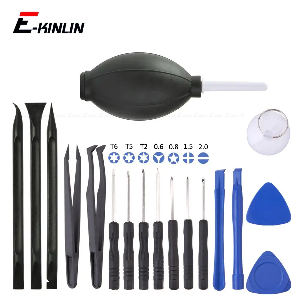 18 in 1 Mobile Phone Screwdriver Open Tools Repair Kit Shovel Blade Spudger Pry Crowbar Tweezers Blower Suction Cup Disassembly