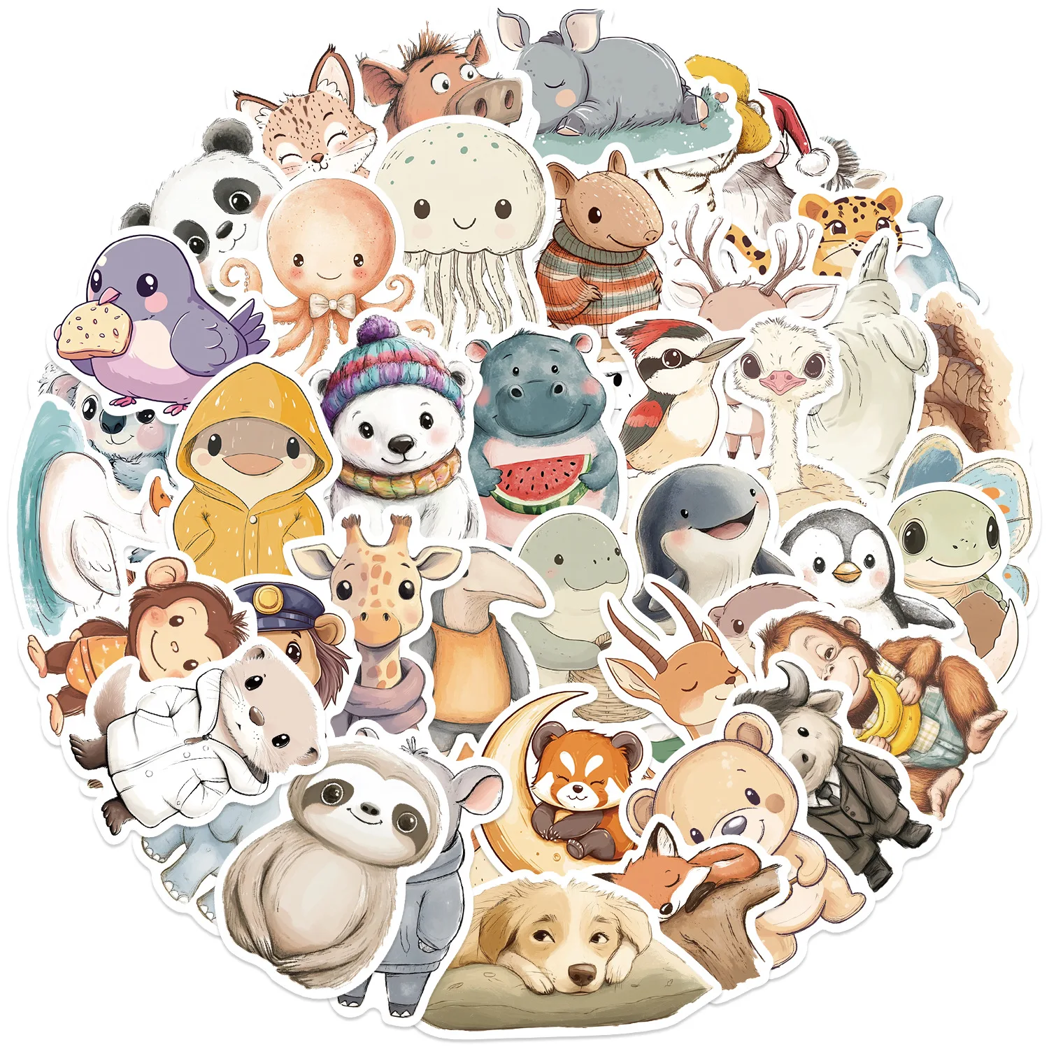 10/50PCS Cartoons Heal animal Graffiti Sticker Scrapbook Decorative Aesthetic Luggage Laptop Phone Guitar Notebook Toys Stickers