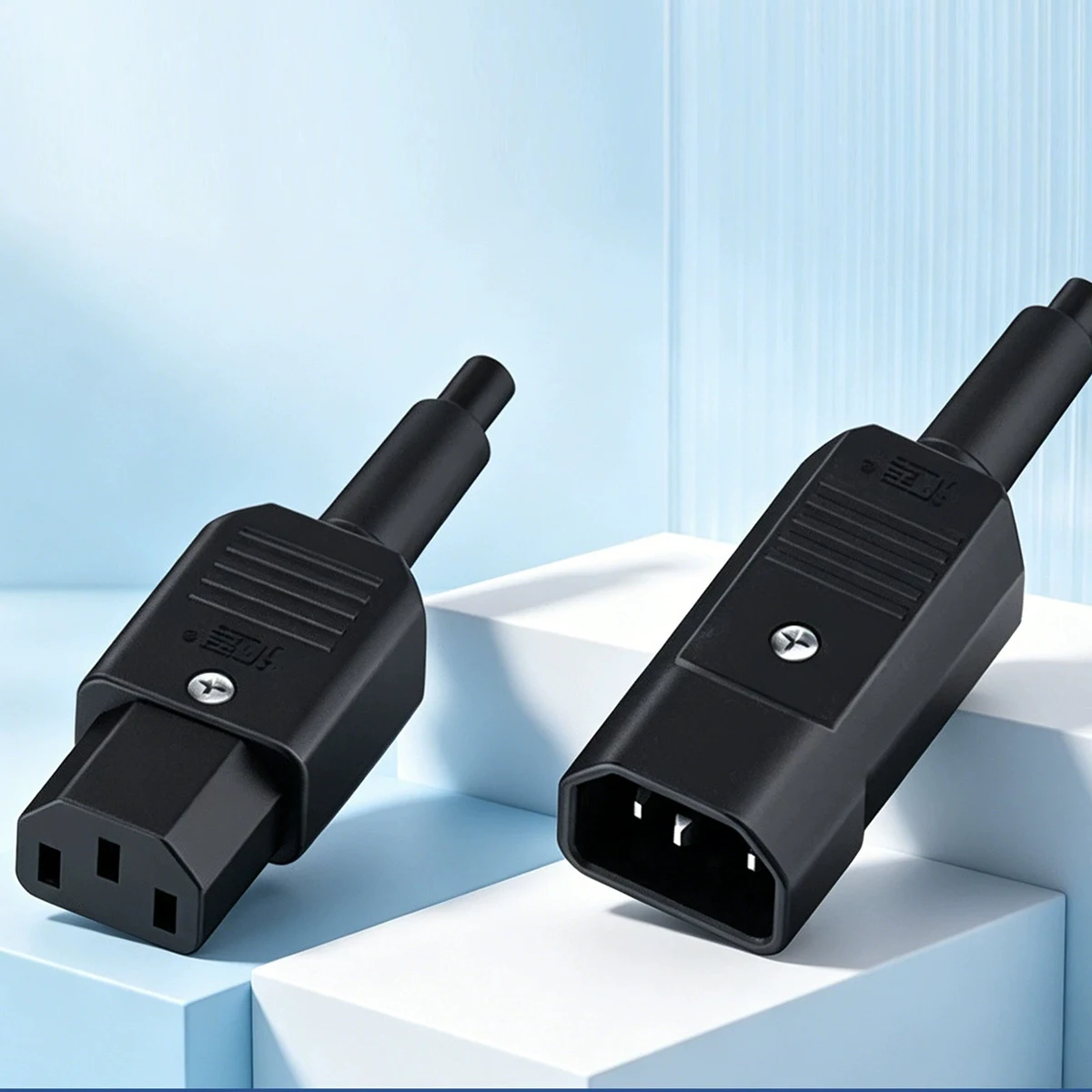 3‑Pin AC Power Plug Connector 15A 250V Black C13 Male Female Power Socket Screw‑Type Wiring Industrial Rewirable Power Connector