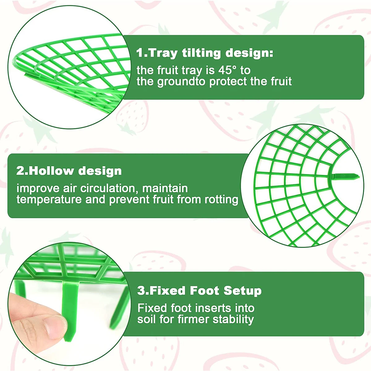 Soportes para plantas de fresa con 3 patas resistentes, bastidores para cultivo de fresas, marco Protector, jaula para moho, putrefacción y