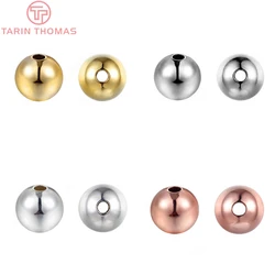 (3535)50PCS 2MM 3MM 4MM 5MM 6MM 24K Gold Color Brass Round Beads Bracelet Beads High Quality Diy Jewelry Accessories