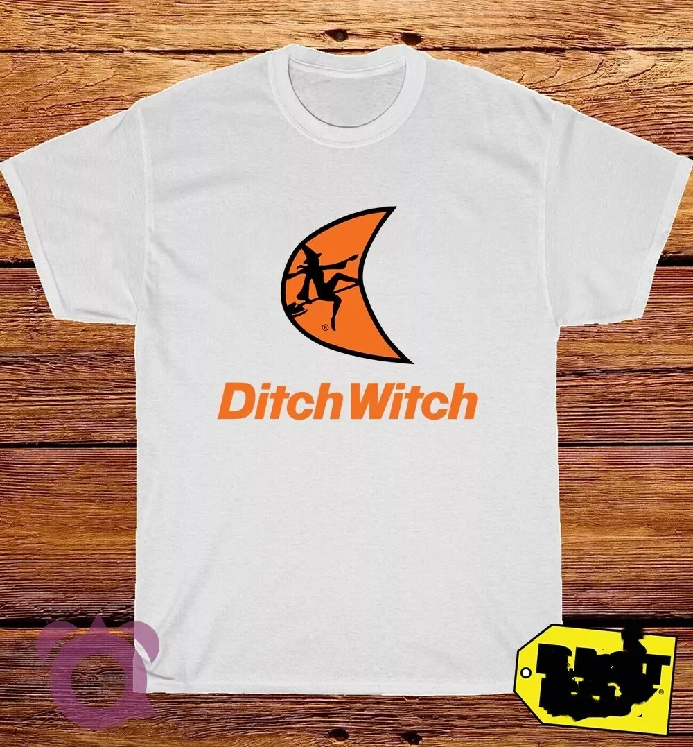 

2025 Новый логотип Ditch Witch с принтом унисекс, тренд уличной моды, с короткими рукавами, круглый вырез из чистого хлопка
