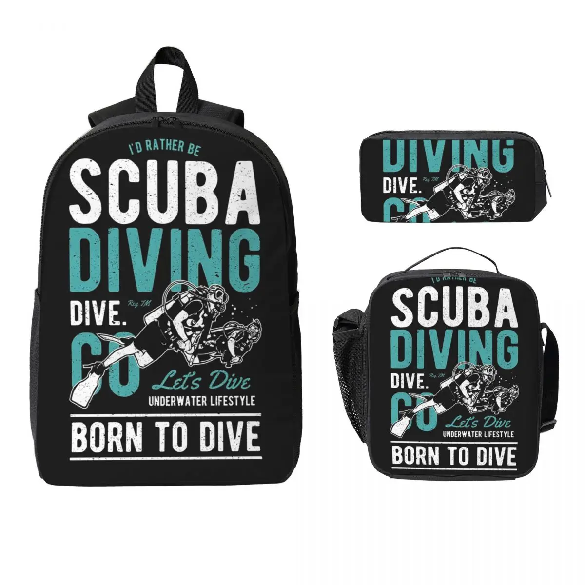 

NAUI The Difinition Of Diving Backpack Student Boys Girls BookBag School Bag Shoulder Bags 3ps Insulated Lunch Bag Pencil Case
