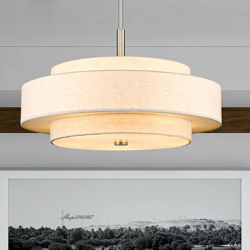 Modern Minimalist Cloth Pendant Light Creative Fabric Rounded Light Fixture Living Room Decor Dining Room Suspension Luminaire