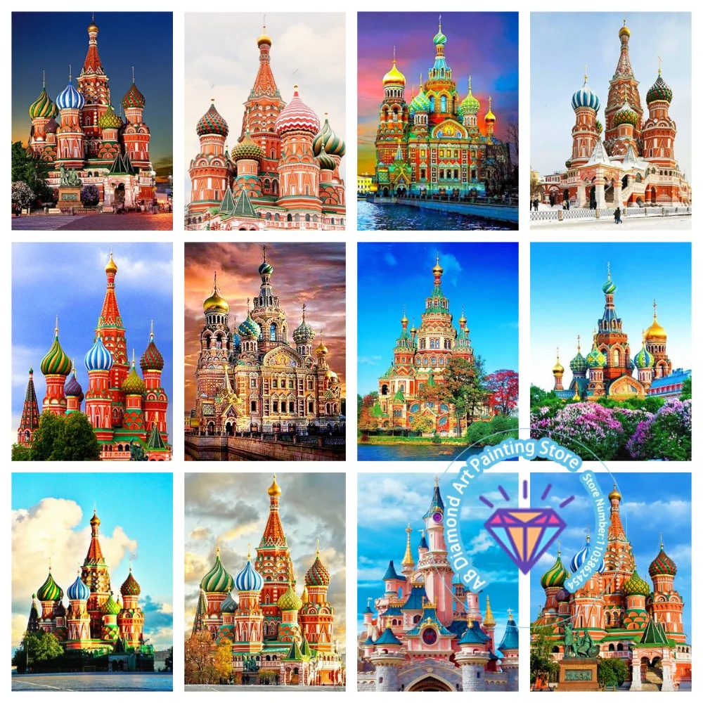 

Castle Russia AB Diamond Painting Kit Square Round Diamond 5D DIY Cross Embroidery Handmade Art Adult Unique Gift Home Decor