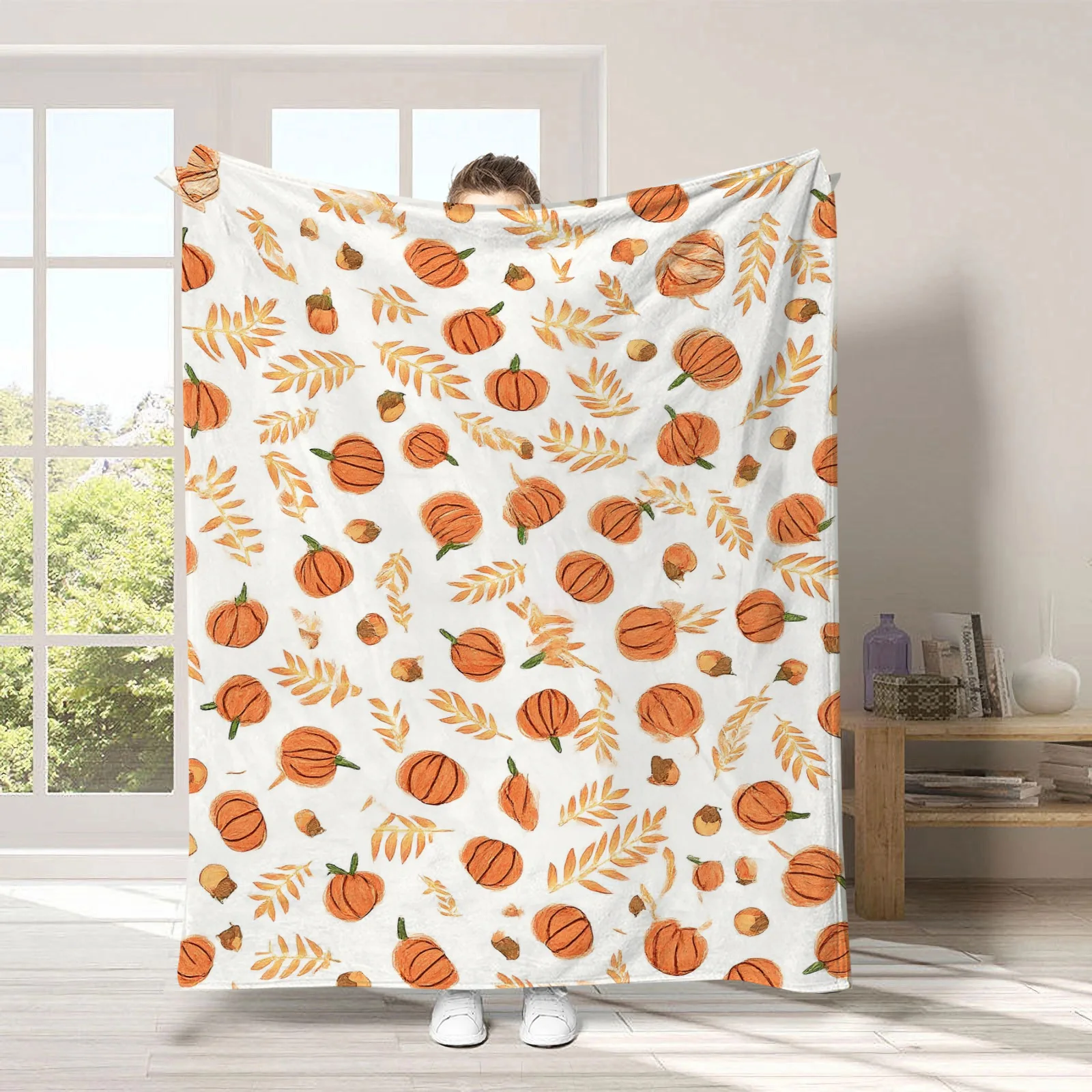 Gruselige schwarze Halloween-Flanelldecke mit Geistern, weiche Universaldecke, multifunktionale Dekorationsdecke, Weihnachtsgeschenk – Detail 14