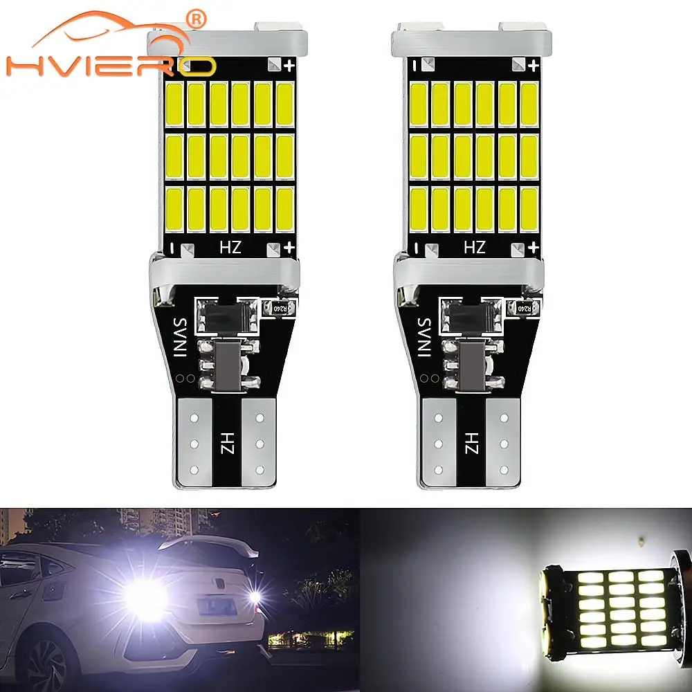 2Pcs Auto T15 W16W 921 912 LED Bulbs High Power 4014 45SMD Super Bright 1200LM Replace for Car Reversing Light White Tail lamp