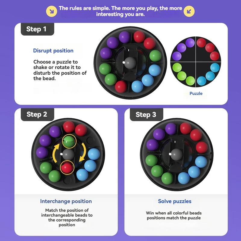 Puzzle con perline magiche rotanti per allenamento logico STEM per bambini |   Gioco di sfida rompicapo educativo precoce per lo sviluppo cognitivo