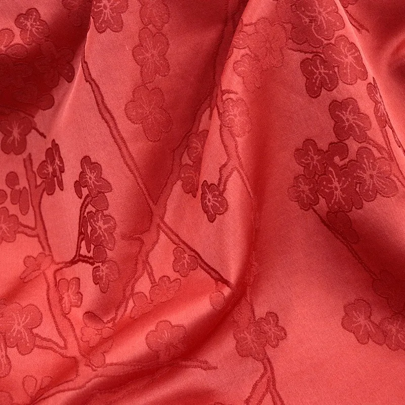 

New Chinese-style national trend heavyweight silk blended jacquard satin fabric niche design clothing