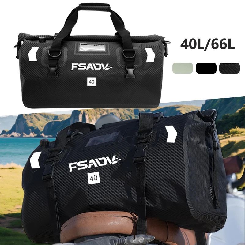 

40L 66L Universal Motorcycle Waterproof Tail Bags Back Seat Bags Cycling Camping Travel Bag Motorbike Scooter Sport Luggage Pack
