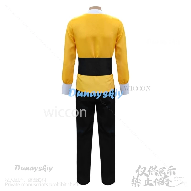 Nieuwe Hot Anime Ranma 1⁄2 Cosplay Ryouga Hibiki Kostuum Geel Chinese Stijl Kung Fu Uniform Man Vrouw Halloween Kerst Pak Pruiken