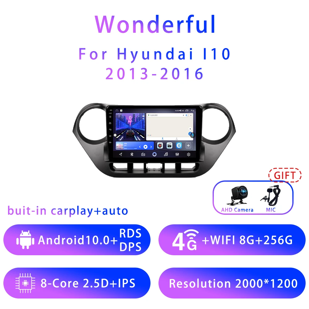 

8G+256G ForHyundai I10 9inch Android10 5G wifi DSP Car stereo Radio Multimedia Video Player GPS Navigation