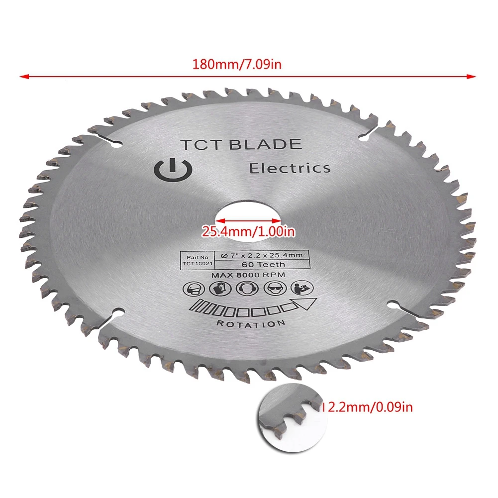 Legierungssägeblatt Hartmetall-Trennscheibe 7 (180 mm) 60 Zähne Hartmetall-Kreissägeblatt Trennscheibe für Holz Kunststoff Sägeblatt