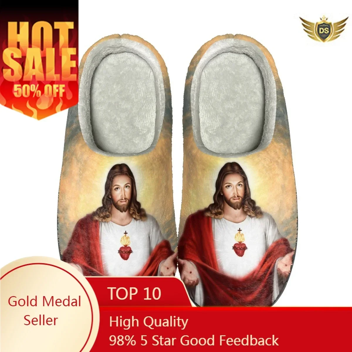 

God Jesus Women's Casual Home Slippers Indoor Bedroom Flats Couple Cotton Slipper Autumn Winter Warm Comfy Footwear Drop Ship