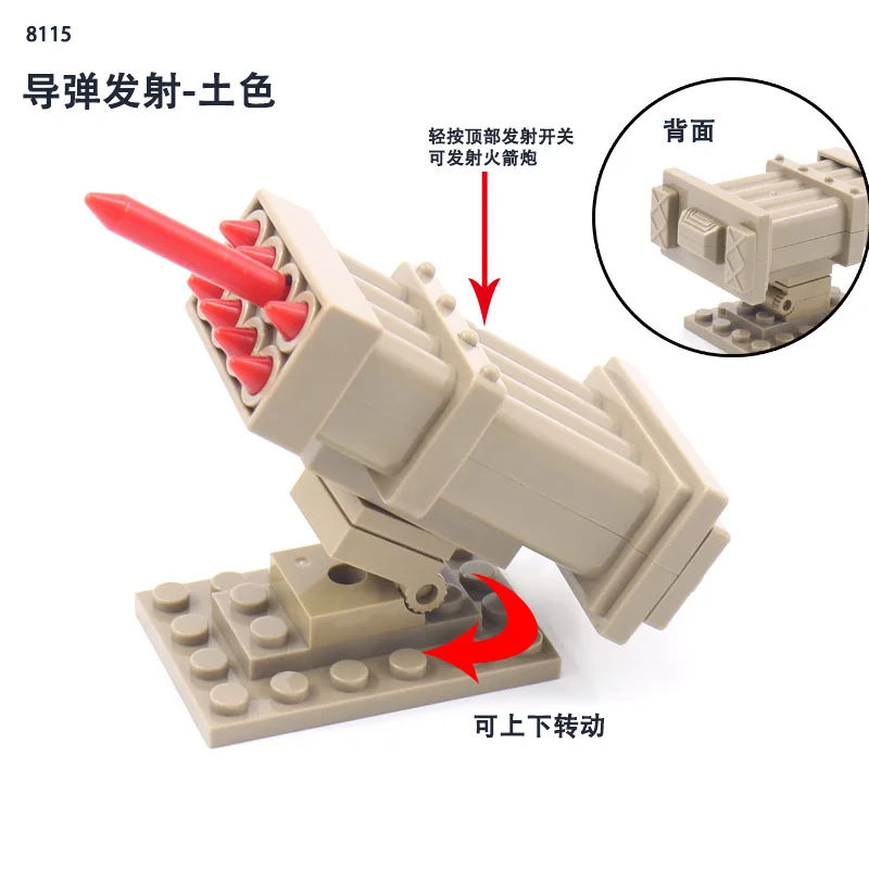 Série militaire Mecha canon équipement de lancement de missiles accessoires de l'armée modèle militaire blocs de construction briques pour enfants jouets