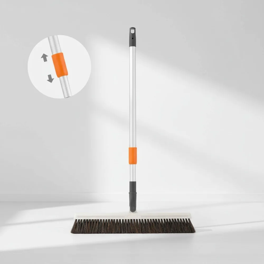 

18" Swivel Horse Hair Dust Broom - Soft Bristles for Pet Hair, Hardwood & Tile Floors, Telescopic Handle