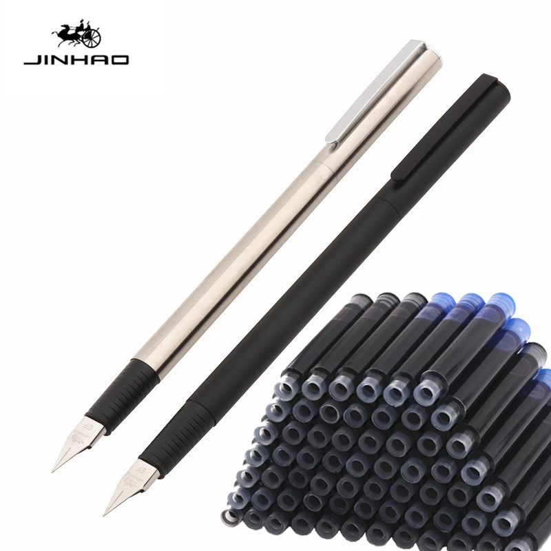 Jinhao 65 Black Silver Colors Office Fountain Pen Student School Stationery Supplies ink pens