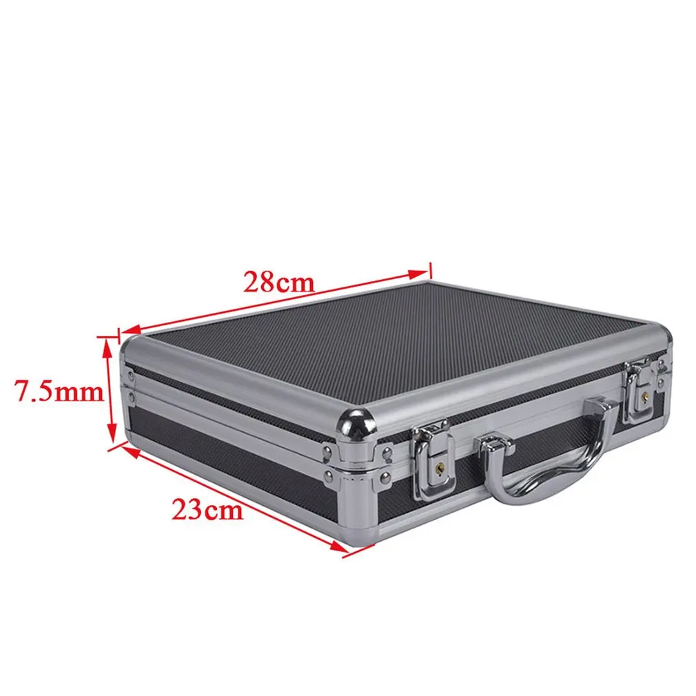 Portable Plastic Aluminum Alloy ToolBox Suitcase Impact Resistant Safety Instrument Case Storage Box With Sponge Lining 28CM