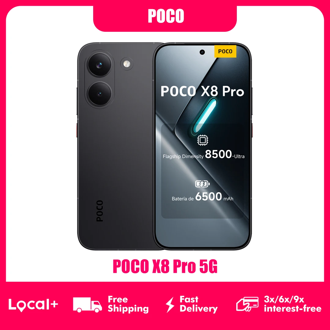 Smartphone POCO X8 Pro 5G 8 Go 256 Go 12 Go 512 Go NFC, processeur Dimensity 8500-Ultra, batterie 6500 mAh, capteur Sony IMX882 50 MP