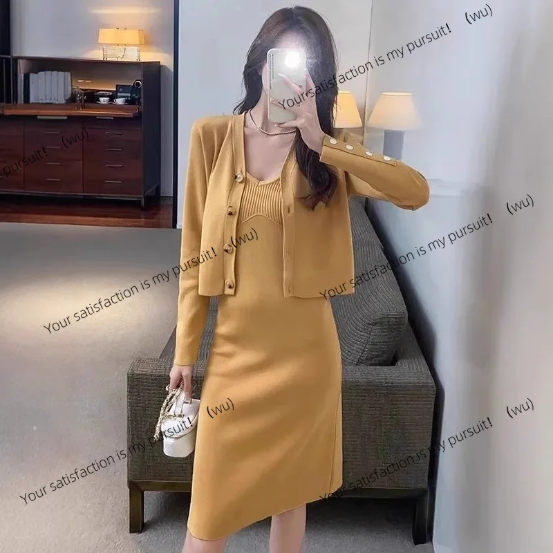 

French knitted suit dress, a complete set of high-end autumn wear for children in early winter