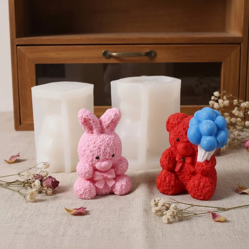 

Top Quality 2026New Bunny and Valentine'S Rose Rabbit Bear Molds | Resin, Soap, and Candle Molds for Crafting and Aromatherapy