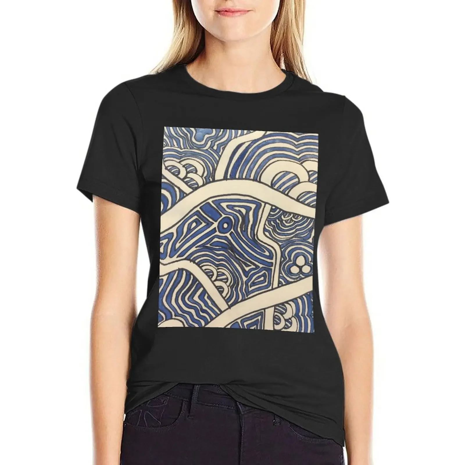 

Fishing Waters T-Shirt anime clothes blacks cute clothes oversized T-shirts for Women