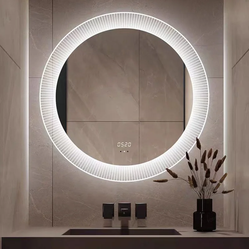 New Arrival Round Smart Touch Switch Screen Illuminated Led Wall Mounted Anti-Fog Bathroom Mirror with light for make-up