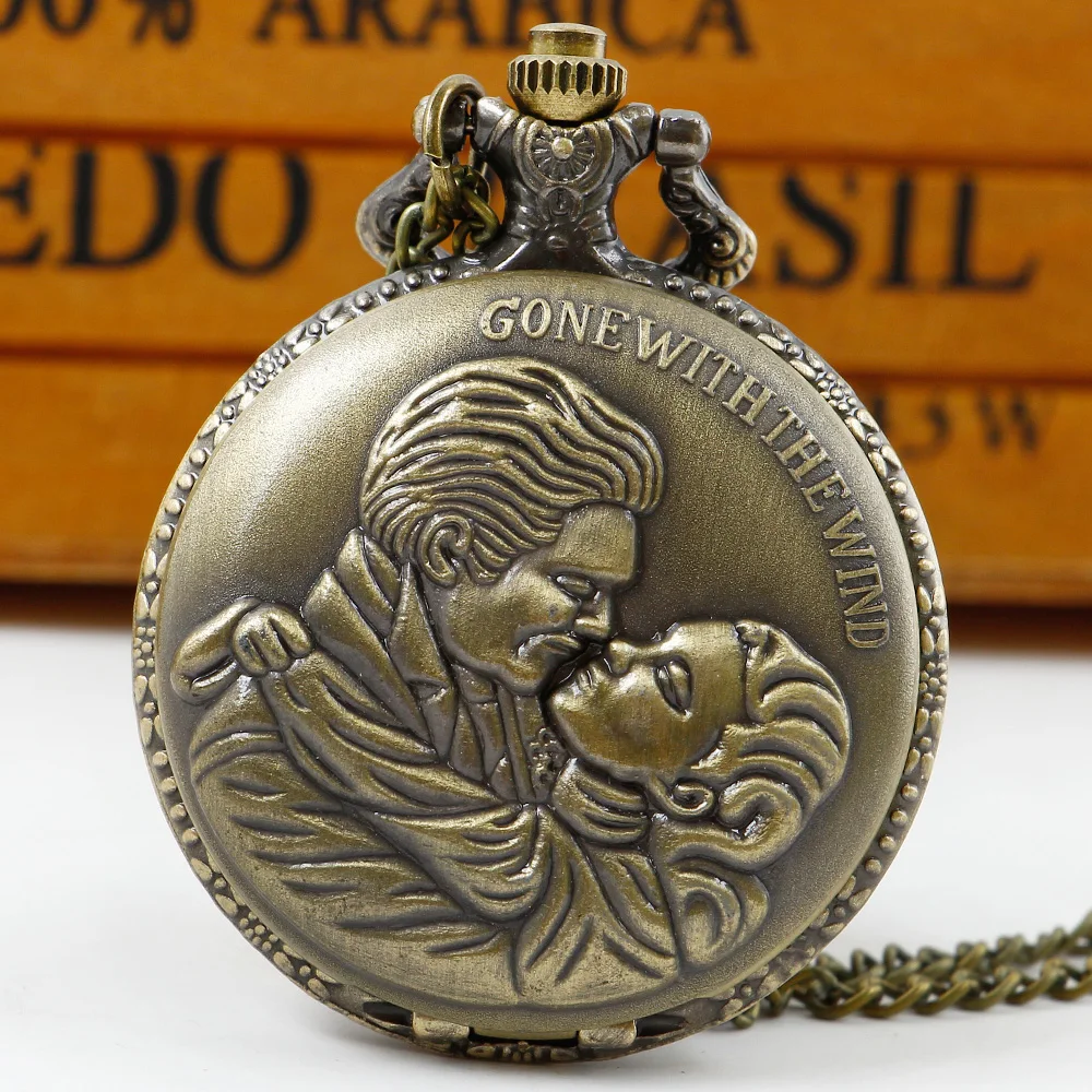 

Vintage Creative Lovers Quartz Pocket Watch Steampunk Men's and Women's Necklace Gift Souvenir