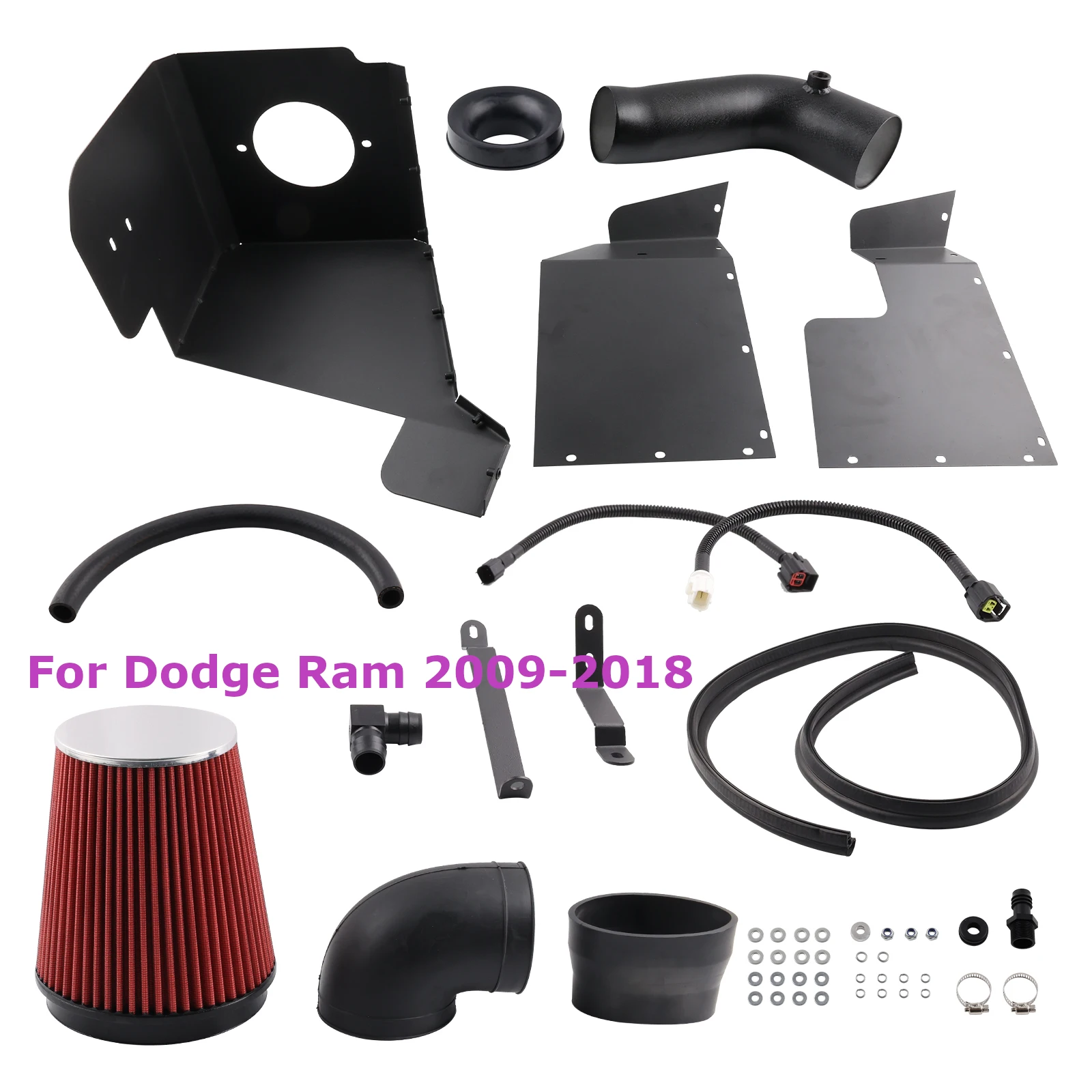 

Комплект впускной трубы холодного воздуха, фильтр, теплозащитный экран из алюминиевого сплава с высоким расходом для Dodge Ram 2009-2018 1500 5,7 л V8
