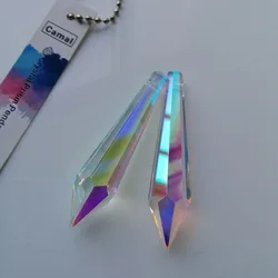 Camal 5pcs 63mm/2.5inch Rainbow AB Color Crystal Icicle Drop Prisms Pendants Part SunCatcher Lamp Lighting Home DIY Decoration